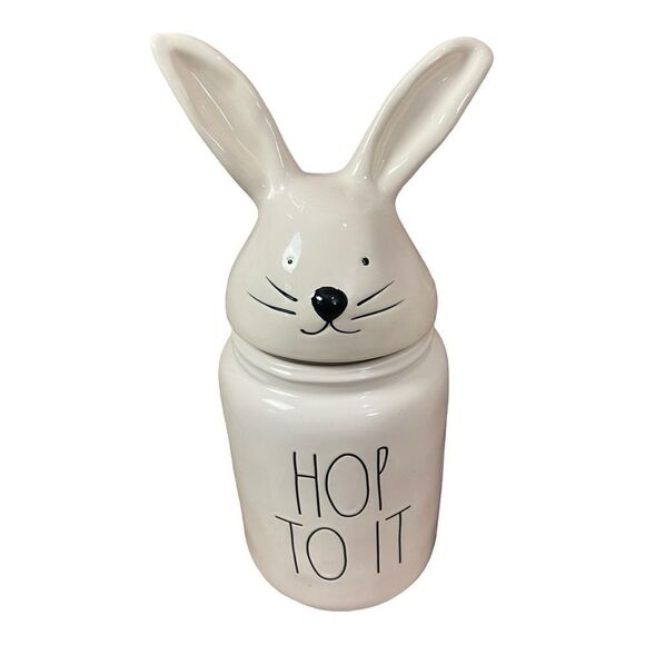 Rae Dunn Large Hop To It Canister, Bunny Ears Cookie Jar Farmhouse Classic - Picture 9 of 9